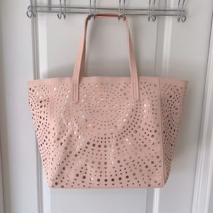 Bath & Body Works tote, light pink & rose gold, NWT